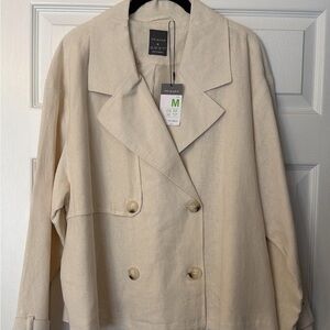 Primark Women's Beige Double-Breasted Blazer
